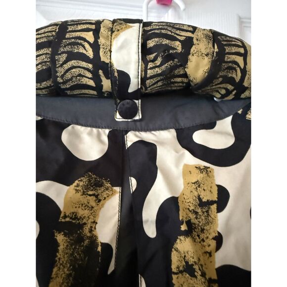 Vintage 90s Obermeyer Abstract Animal Print Ski Jacket - Gold & Black - Size 12 - Picture 5 of 11